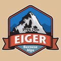 Emblem with the name of Eiger, Switzerland Royalty Free Stock Photo
