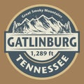 Emblem with the name of Gatlinburg, Tennessee Royalty Free Stock Photo