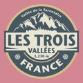 Emblem with the name of Les Trois Vallees, France Royalty Free Stock Photo