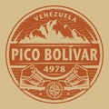 Emblem with the name of Pico Bolivar, Venezuela