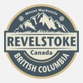 Emblem with the name of Revelstoke, British Columbia, Canada