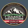 Emblem with the name of Saalbach-Hinterglemm, Austria Royalty Free Stock Photo