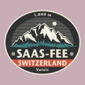 Emblem with the name of Saas-Fee, Switzerland