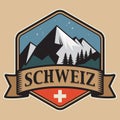 Emblem with the name of Switzerland