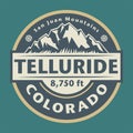 Emblem with the name of town Telluride, Colorado Royalty Free Stock Photo