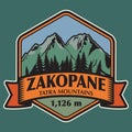 Emblem with the name of Zakopane, Tatra Mountains