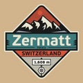 Emblem with the name of Zermatt, Switzerland