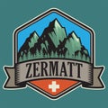 Emblem with the name of Zermatt, Switzerland