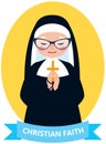 Emblem of an old Christian nun praying