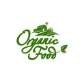 Emblem of organic natural farm fresh food. Vector illustration