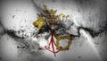 Emblem of Papacy grunge dirty flag waving on wind. Royalty Free Stock Photo