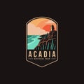 Emblem patch logo illustration of Acadia National park Royalty Free Stock Photo