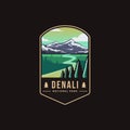 Emblem patch logo illustration of Denali National Park Royalty Free Stock Photo