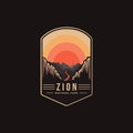 Emblem patch logo illustration of Zion National Park Royalty Free Stock Photo