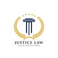 emblem of pillar logo design template. justice law and attorney logo design template. lawyer badge logo template