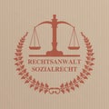 Emblem Rechtsanwalt Sozialrecht Striped Carton Background Royalty Free Stock Photo