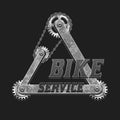 Emblem for repair bike service in steampunk style