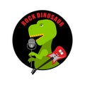 Emblem of rock dinosaur. Logo for old fans of rock music. T-Rex