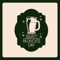 Emblem saint patricks day with beer mug in green color silhouette