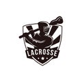 Emblem Seal badge Lacrosse man Team logo illustration vector template