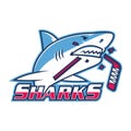 Emblem shark bites hockey stick