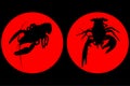 The emblem. Silhouette of crustaceans crawfish silhouette, crayfish icon, lobster sign, crawfish symbol Vector