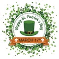 Emblem St Patricks Day Shamrocks White