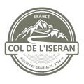 Emblem with stamp of Col de Liseran, route des Grandes Alpes, mountain pass in France