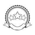 Emblem with stars, circles and ribbon