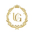 UG Letter gold floral vintage logo template.