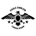 Emblem template with eagle in engraving style. Design elements for logo, label, sign, menu Royalty Free Stock Photo