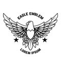 Emblem template with eagle in engraving style. Design elements for logo, label, sign, menu Royalty Free Stock Photo