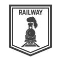 Emblem template with retro train. Rail road. Locomotive. Design element for logo, label, emblem, sign.