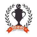 Emblem tennis trophy ball label