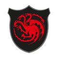 Emblem Three-headed dragon illustration. Dragon mascot art. Royalty Free Stock Photo