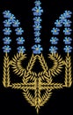 Emblem of Ukraine. Blue cornflowers and yellow ears of corn on a black background. Blue and yellow colors of the Ukrainian flag.