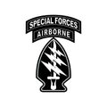 Emblem of US Army Special Forces groups Green Berets. De Oppresso Liber