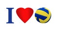 Emblem for volleyball sports fans,Design of love volleyball message , Royalty Free Stock Photo