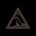 The emblem wolf roars line art logo