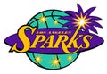 The emblem of the women`s basketball club Los Angeles Sparks. USA.