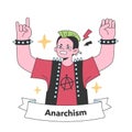 Emblematic anarchist figure. Flat vector illustration