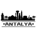 Antalya Turkey City Icon Vector Art Design Skyline Night Flat Shadow