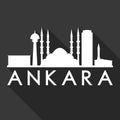 Ankara Turkey Asia Europe Euro Icon Vector Art Flat Shadow Design Skyline City Silhouette Template Black Background Royalty Free Stock Photo