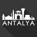 Antalya Turkey Asia Europe Euro Icon Vector Art Flat Shadow Design Skyline City Silhouette Template Black Background