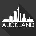 Auckland New Zealand Australasian Icon Vector Art Flat Shadow Design Skyline City Silhouette Template Black Background