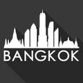 Bangkok Thailand Asia Icon Vector Art Flat Shadow Design Skyline City Silhouette Black Background Royalty Free Stock Photo