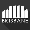 Brisbane Australia Australasian Icon Vector Art Flat Shadow Design Skyline City Silhouette Template Black Background