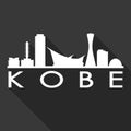 Kobe Japan Asia Icon Vector Art Flat Shadow Design Skyline City Silhouette Template Black Background Royalty Free Stock Photo