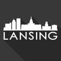 Lansing Michigan United States Of America USA Icon Vector Art Flat Shadow Design Skyline City Silhouette Template Black Royalty Free Stock Photo