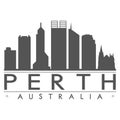 Perth Australia Australasian Icon Vector Art Design Skyline Flat City Silhouette Editable Template